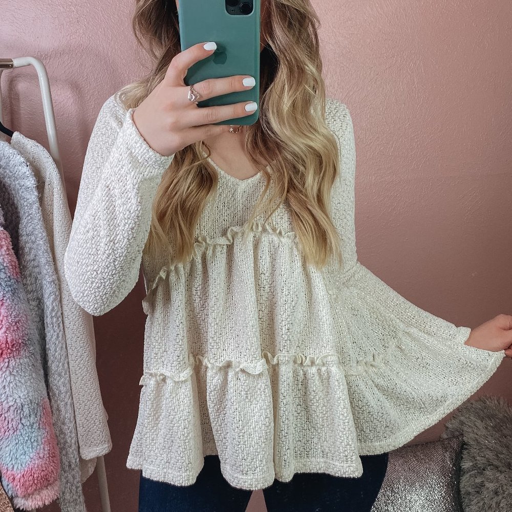 Catching Snowflakes Long Sleeve Chenille Babydoll